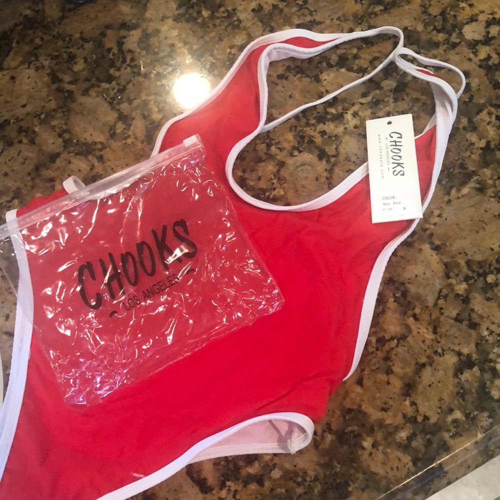 Chooks LA thong deep plunge one piece 🍒❤️